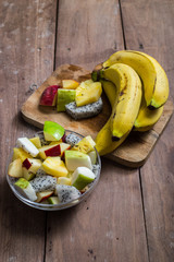 Fruit salad on whites background