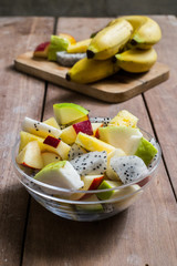 Fruit salad on whites background