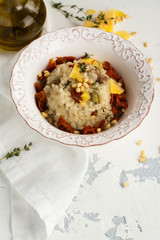 Gourmet meat and vegetables risotto