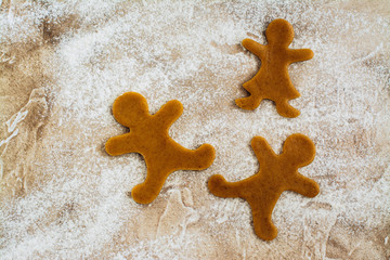 Gingerbread men ready for baking