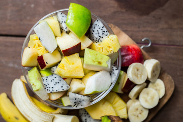 Fruit salad on whites background