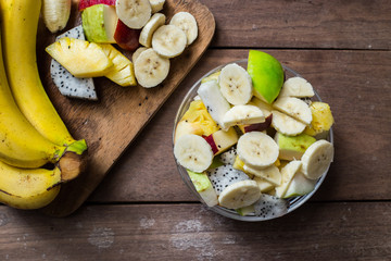 Fruit salad on whites background