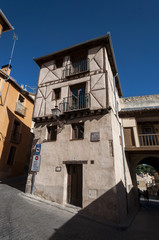Fototapeta na wymiar Traditional architecture in the historic centre of Segovia, Spain on May 16, 2015