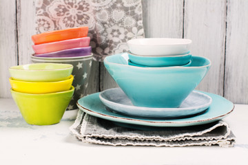 Set of bright bowls