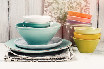 Set of bright bowls