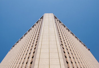 Pink modern building facade. Modern architecture.