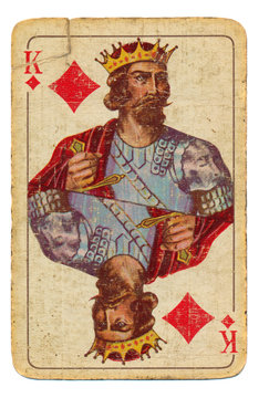 Ancient playing card background - king of diamonds