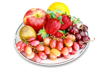 Assortment of exotic fruits isolated on white