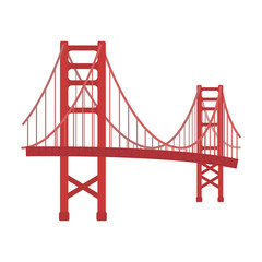 Golden Gate Bridge icon in cartoon style isolated on white background. USA country symbol stock vector illustration. - 126369212