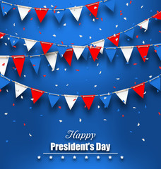 Patriotic Background with Bunting Flags for Happy Presidents Day