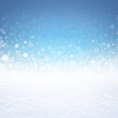 Winter snow background on blue
