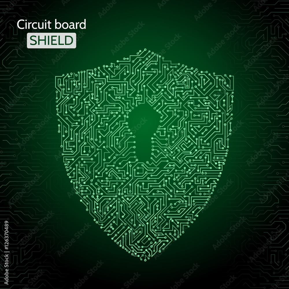 Leinwandbilder protection concept of digital and technological. data security icon. circuit board shield. vector ep