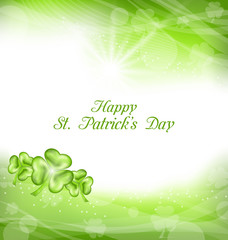 Abstract Light Background with Green clovers for St. Patrick Day
