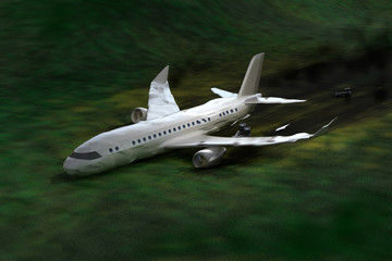 Airplane crash, 3D illustration. My own design