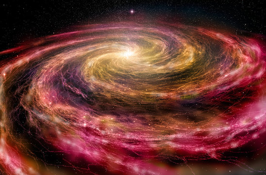 Fototapeta Spiral Galaxy in deep space, 3D illustration