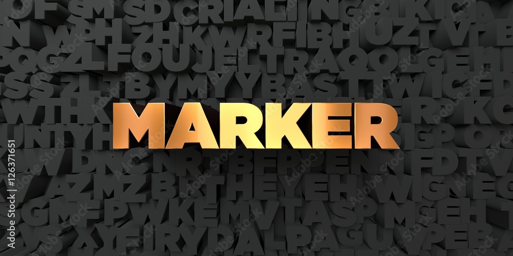 Fototapete Marker - Gold text on black background - 3D rendered royalty free stock picture. This image can be used for an online website banner ad or a print postcard.