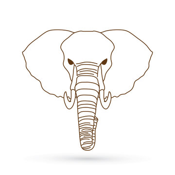 recommend clip art: Elephant head front view outline graphic vector.