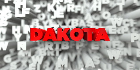 DAKOTA -  Red text on typography background - 3D rendered royalty free stock image. This image can be used for an online website banner ad or a print postcard.