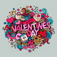 Cartoon vector hand drawn Doodle Happy Valentines Day