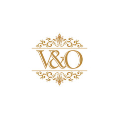 V&O Initial logo. Ornament gold