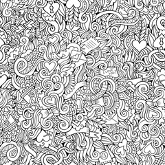 Cartoon vector hand-drawn Doodles on the subject of love