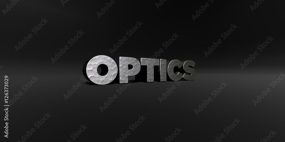 Fototapete optics - hammered metal finish text on black studio - 3d rendered royalty free stock photo. this ima