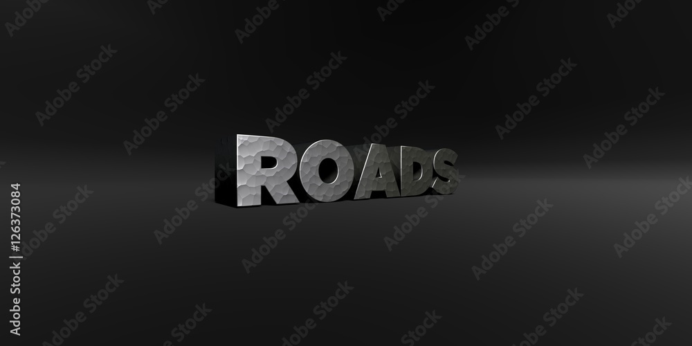 Fototapete roads - hammered metal finish text on black studio - 3d rendered royalty free stock photo. this imag