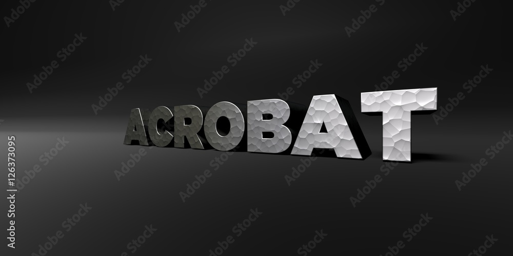 Fototapete acrobat - hammered metal finish text on black studio - 3d rendered royalty free stock photo. this im