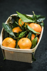 Freshly picked sweet ripe tangerines