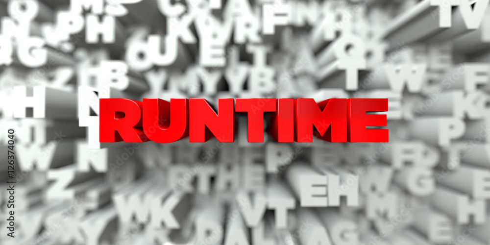 Fototapete runtime - red text on typography background - 3d rendered royalty free stock image. this image can b