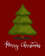 Merry Christmas greeting card. Winter holiday illustration