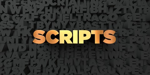 Scripts - Gold text on black background - 3D rendered royalty free stock picture. This image can be used for an online website banner ad or a print postcard.