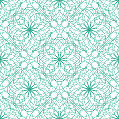 Seamless abstract background pattern with guilloche ornament on white (transparent) background. Vector illustration eps