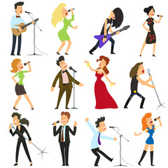 funny people sing into the microphone.