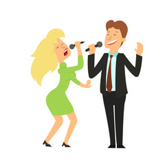 Singing people vector character.