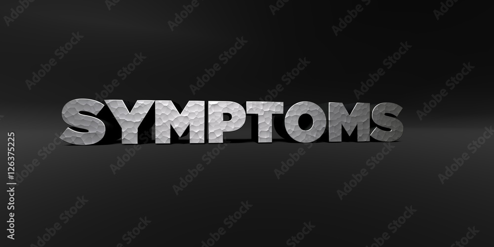 Fototapete symptoms - hammered metal finish text on black studio - 3d rendered royalty free stock photo. this i