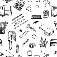 Black and white background - office stationery. Black and white.