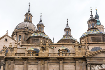Basilica of Our Lady of Pillar (1754) in Zaragoza, Spain.