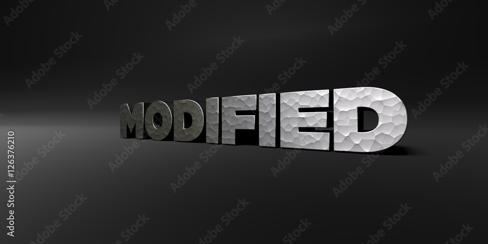 Fototapete modified - hammered metal finish text on black studio - 3d rendered royalty free stock photo. this i