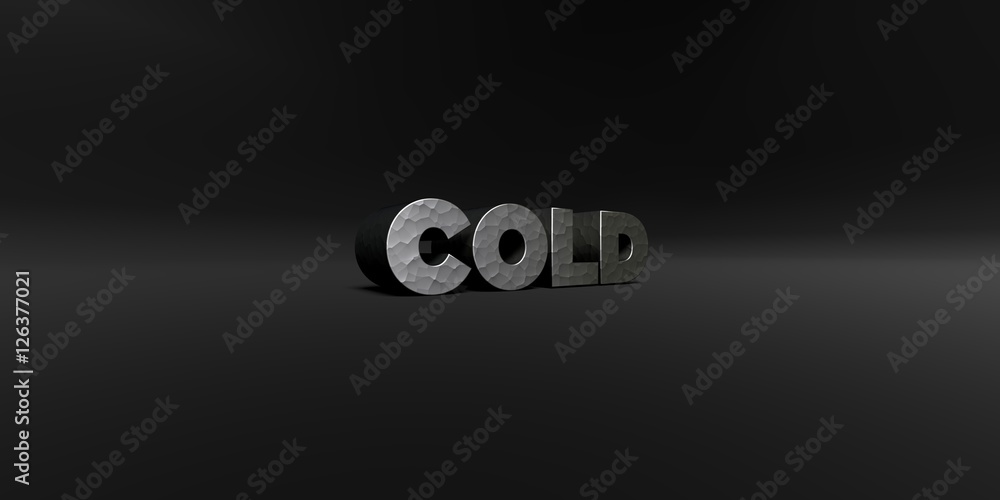 Fototapete cold - hammered metal finish text on black studio - 3d rendered royalty free stock photo. this image