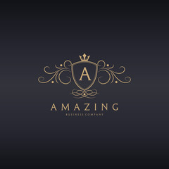 Amazing logo. Luxury shield logotype. Design concept for any kind of business  Easy to edit, change size, color and text.  