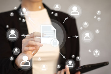 Business button security lock file document web network