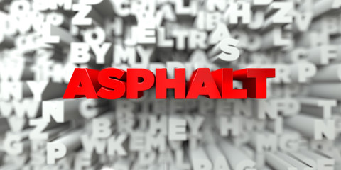 ASPHALT -  Red text on typography background - 3D rendered royalty free stock image. This image can be used for an online website banner ad or a print postcard.
