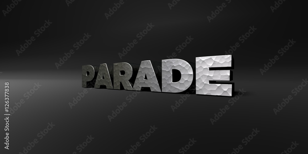 Fototapete parade - hammered metal finish text on black studio - 3d rendered royalty free stock photo. this ima