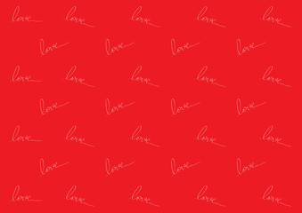 Love word white on red background | romantic valentine art pattern | wallpaper decoration
