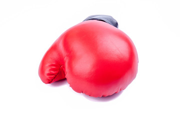A red boxing glove isolated on white background.