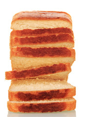 Slices of bread for toast isolated on white.