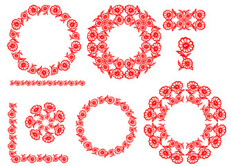 The Chinese traditional paper-cut art floral ornament