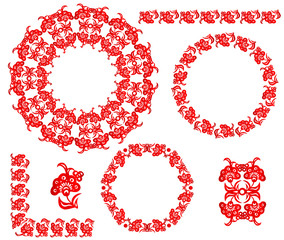 The Chinese traditional paper-cut art floral ornament