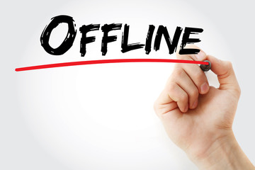 Hand writing Offline with marker, concept background
